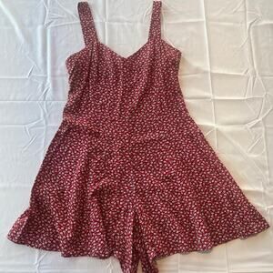 Vintage 90s Red Romper with Floral pattern Size 5/6